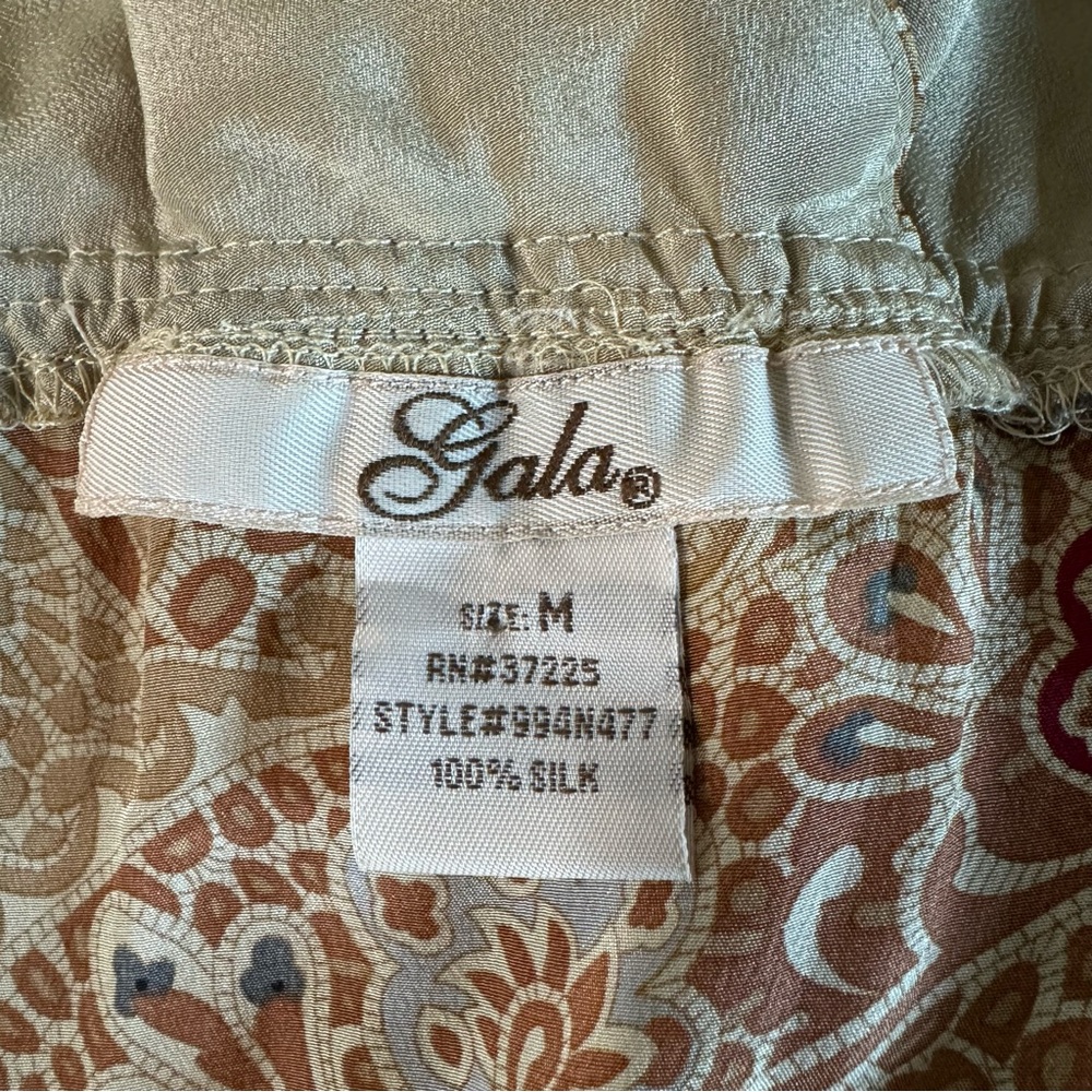 100% Silk Vintage Whimsigoth Boho Paisley Medium Gala Top - Picture 9 of 14